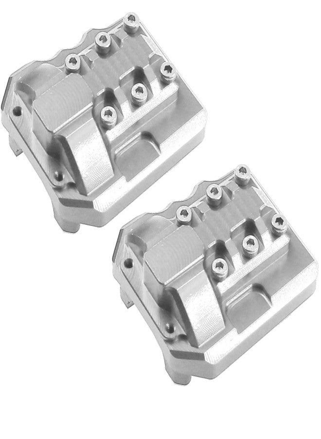 Share Goo 2Pcs ShareGoo Aluminum Alloy Front Rear Axle Differential Cover 15g Diff Cover Case Compatible with Traxxas TRX-4 1/10 RC Crawler Car (Silver) - Image 1